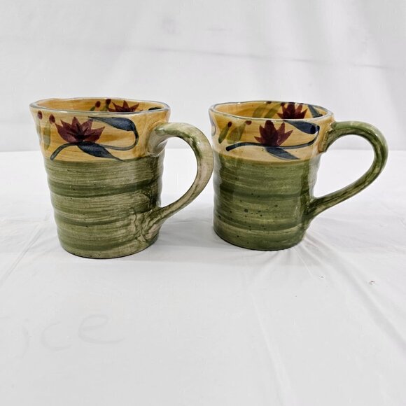 Pier 1 Cup ELIZABETH Hand Painted Stoneware Large 16 Oz Cups – Set of 2 - Picture 16 of 16